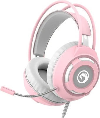 Marvo HG8936 Słuchawki różowe 3.5 mm jack + USB z mikrofonem, regulacja gło