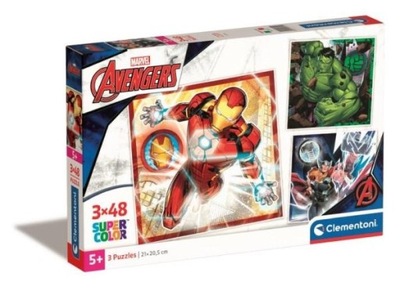 Clementoni Puzzle 3x48 elementów SuperColor square Marvel The Avengers