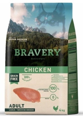 BRAVERY CHICKEN ADULT M/L GRAIN FREE KURCZAK 4 KG