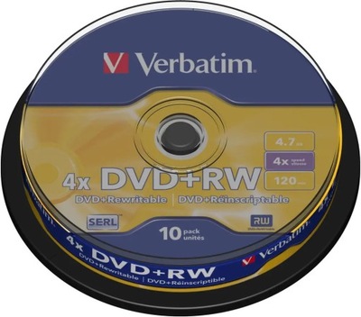 Płyta DVD+RW Verbatim DVD+RW 4x 4.7GB 10P CB 43488 43488