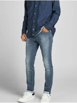 Jack & Jones Niebieskie obcisłe jeansy męskie Glenn W34 L32