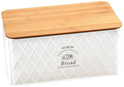 Chlebak z deską Kesper biały metal, pojemnik na chleb