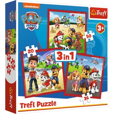 Trefl: Puzzle 3w1 - (20,36,50el.) - Wesołe pieski Psi Patrol