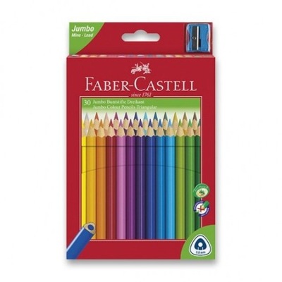 Kredki Jumbo trójkątne 30 kol + temp FABER CASTELL