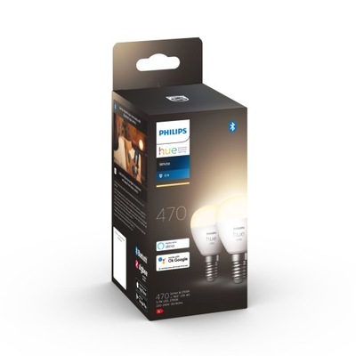 Żarówki Philips Hue Luster E14 5,7W 2700K 7,7x4,5 cm białe 2 szt.