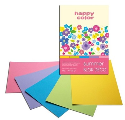 BLOK DECO SUMMER A4 5 KOLORÓW 20 ARKUSZY HAPPY COLOR