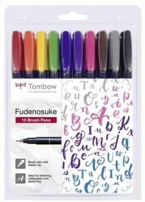 Flamastery brush pen Fudenosuke 10 kolorów