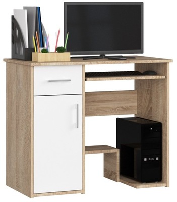 Biurko komputerowe 90 sonoma biały szuflada półki