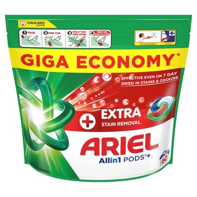 Mosókapszulák Ariel Extra Clean Power 60 db Extra Stain Removal GIGA