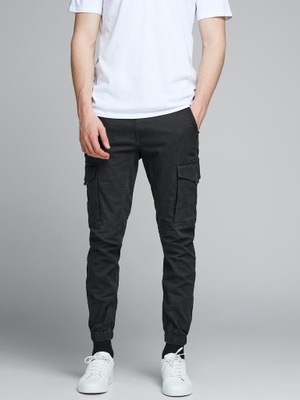 JACK&JONES BOJÓWKI TAPERED BLACK W38 L34 CZARNE