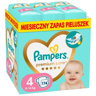 Pampers Premium Care, Pieluchy, Maxi, rozmiar 4, 9-14 kg, 174 szt.