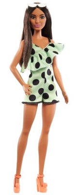 Barbie model 200 - limonkowa sukienka w groszki FBR37