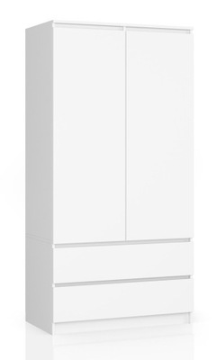 Szafa Akord S90 2D 2SZ 90 x 180 x 51 cm biały szuflada