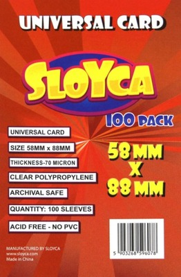 KOSZULKI NA KARTY SLOYCA UNIVERSAL CARD 58x88mm OCHRONNE 100 sztuk