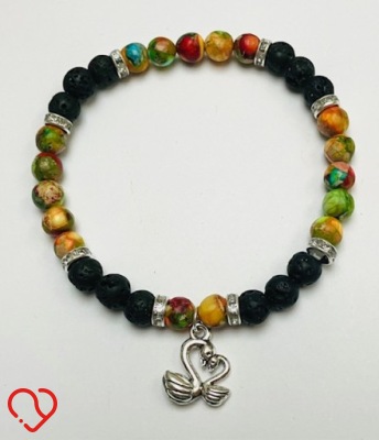 Damska BRANSOLETKA kamienie naturalne LAWA JASPER Łabędzie