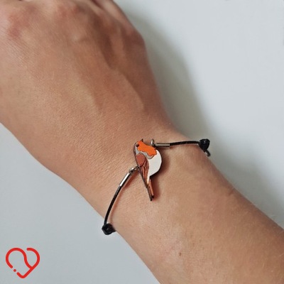 Drewniana bransoletka ptaszek - RUDZIK