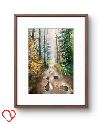 Akwarela pejzaż w ramie