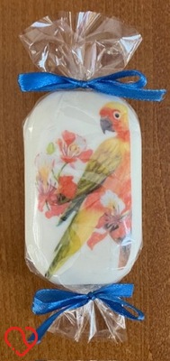 MYDEŁKO MYDŁO ozdobne decoupage PTAK PAPUGA