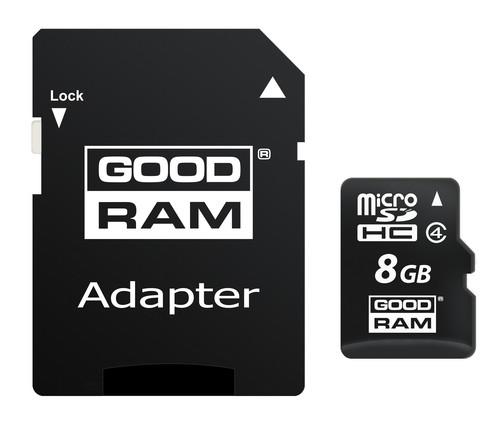 8 GB GOODRAM karta micro SDHC 8GB microSD +ad SD