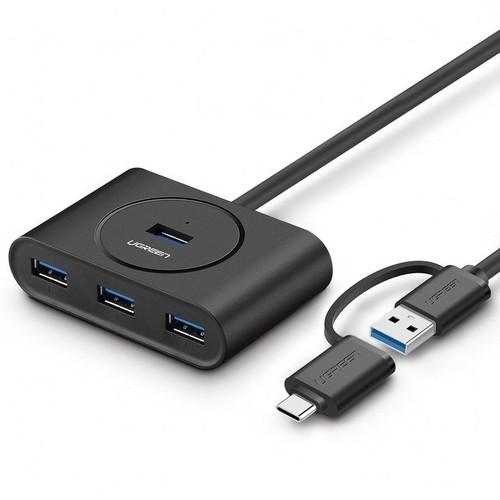 UGREEN АДАПТЕР-ХАБ С РАЗВЕТЧИКОМ USB-C, 4xUSB 3.0 5 Гб/с, PLUG&PLAY, 1 м