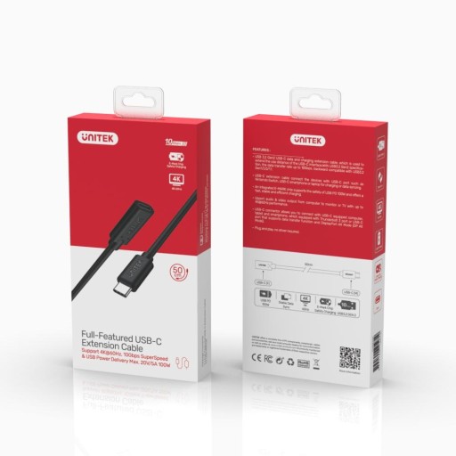 УДЛИНИТЕЛЬ USB TYPE-C UNITEK 10 Гбит/с 4K