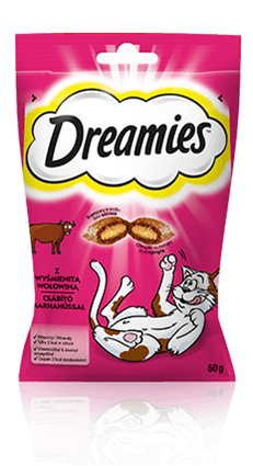 Лакомство для кошек DREAMIES с говядиной 60 г Вкусные лакомства