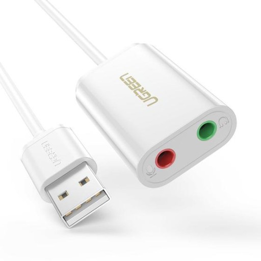 UGREEN внешняя звуковая карта USB 15см (белый)