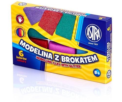 Modelina szkolna z brokatem 6 kolorów Astra