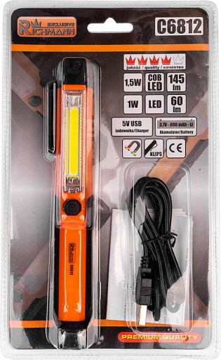 Карманный фонарик с зарядкой через USB. 1,5 Вт + 1 Вт