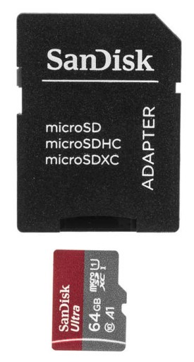 Карта памяти Sandisk microSDXC 64 ГБ + адаптер