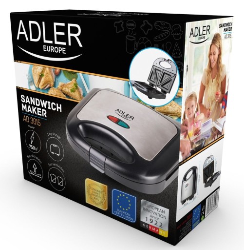ТОСТЕР-СЭНДВИЧ-ПЕЧАТКА ADLER INOX 750W