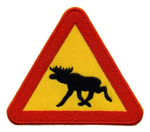 Нашивка MOOSE - ВНИМАНИЕ MOOSE - дорожный знак, желтый фон