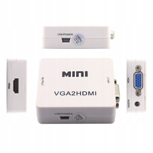 Konwerter adapter video VGA do HDMI audio miniJack