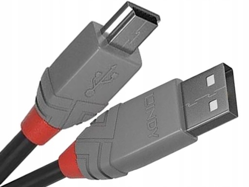 Lindy 36725 USB 2.0 A — линейный кабель Mini-B Anthra — 5 м