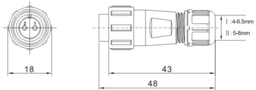 SPP1310-2GW 2-контактная розетка для кабеля 4–6,5 мм IP68