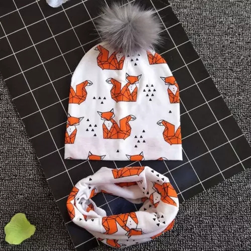 Шапка FOX с шарфом, свитшот с помпоном ВЕСНА