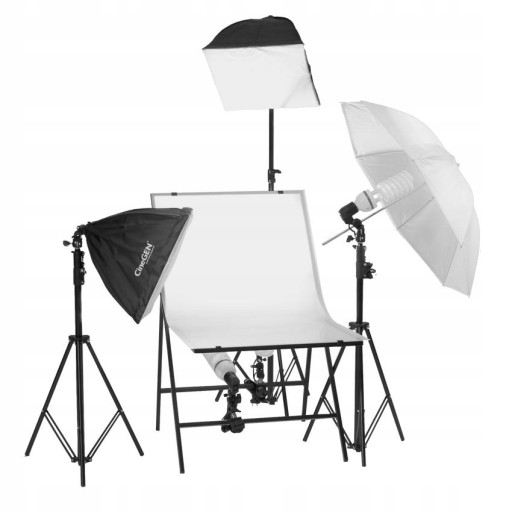 Zestaw do foto bezcieniowej 2x softbox parasolka