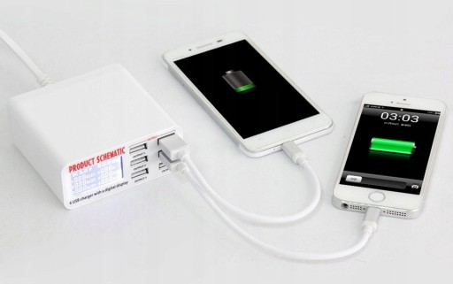 USB-зарядная станция, 6 выходов, с ЖК-дисплеем