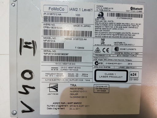 Радиоприемник VOLVO V40 II 12+ d2 CD 31357212AA