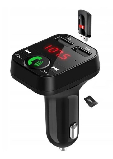 FM-передатчик Bluetooth, 2 USB-зарядное устройство для ЖК-дисплея, MP3 SD