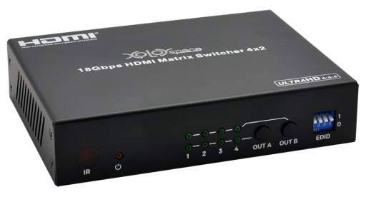 Разветвитель с матричным коммутатором HDMI 4x2 4K HDR со скалером