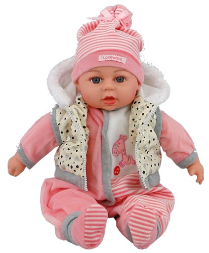 RÓŻOWA lalka BABY bobas BORN mówi ŚPIEWA po polsku MISIE smoczek KURTKA nr6