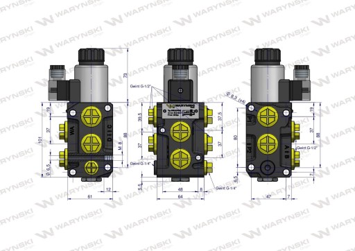 Elektrozawór dzielnik kierunkowy G1/2 50L WARYŃSKI