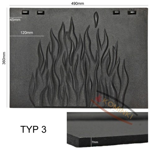 Чугунная задняя панель для каминной топки 49x36 TYP3