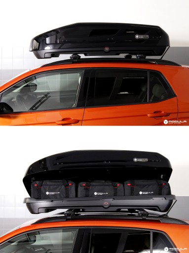 MODULA EVO 400L КОРОБКА НА ВЕРХНУЮ ДВУХСТОРОННУЮ ГЛЯНЦЕВУЮ ЧЕРНУЮ БАГАЖНИКУ SOSNowiec