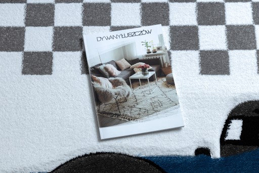DYWAN DZIECIĘCY MIĘKKI 120x170 WYŚCIGÓWKA FORMUŁA 1 KWADRATY #GR3475