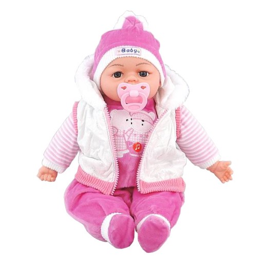 RÓŻOWA lalka BABY bobas BORN mówi ŚPIEWA po polsku MISIE smoczek KURTKA nr6