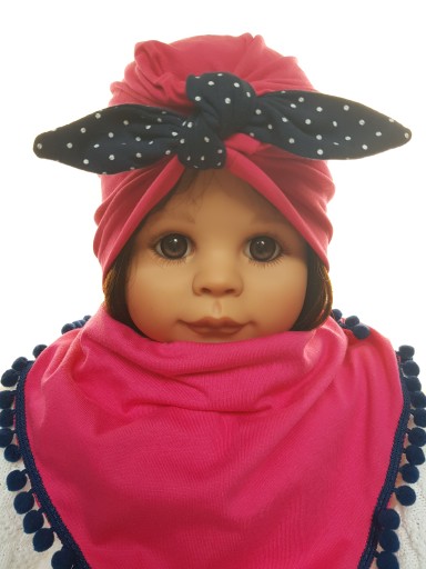 KOMPLET DLA DZIEWCZYNKI CZAPKA TURBAN PINUP + CHUSTKA POD SZYJĘ 0-99LAT 6W