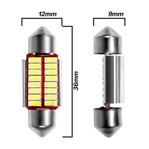 СВЕТОДИОДНАЯ ЛАМПА 16 SMD 4014 C3W C5W C10W CANBUS 36мм
