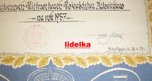 1957 СПОРТИВНЫЙ ДИПЛОМ КАТОВИЦЕ СТАЛИНОГРОД РУДА СЛ.